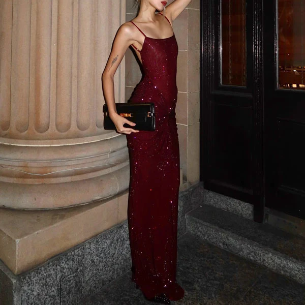 Roxanne Shimmering Rhinestone Ruched Bodycon Evening Dress - Image 4