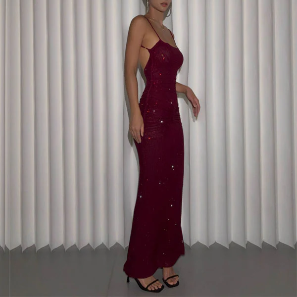 Roxanne Shimmering Rhinestone Ruched Bodycon Evening Dress - Image 6