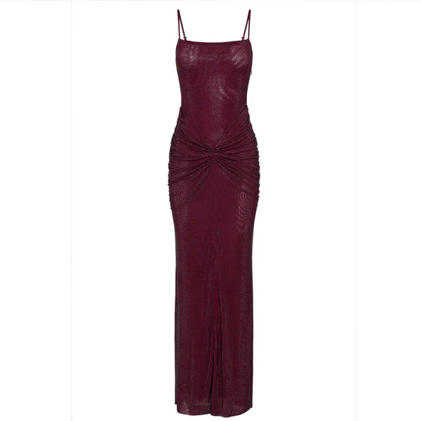 Roxanne Shimmering Rhinestone Ruched Bodycon Evening Dress - Image 8