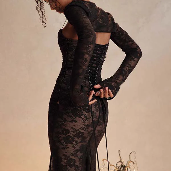 Ruby Elegance 2-Pc Full Lace Maxi Dress - Image 14