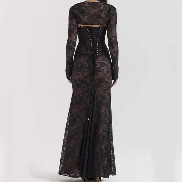 Ruby Elegance 2-Pc Full Lace Maxi Dress - Image 15