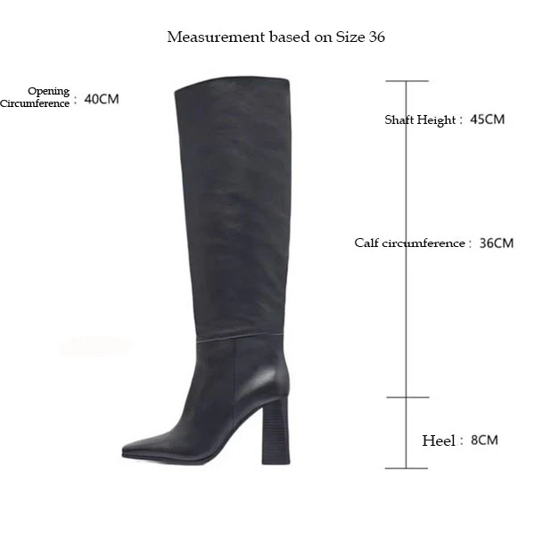 Rylie Black Square Toe Knee High Boots - Image 7