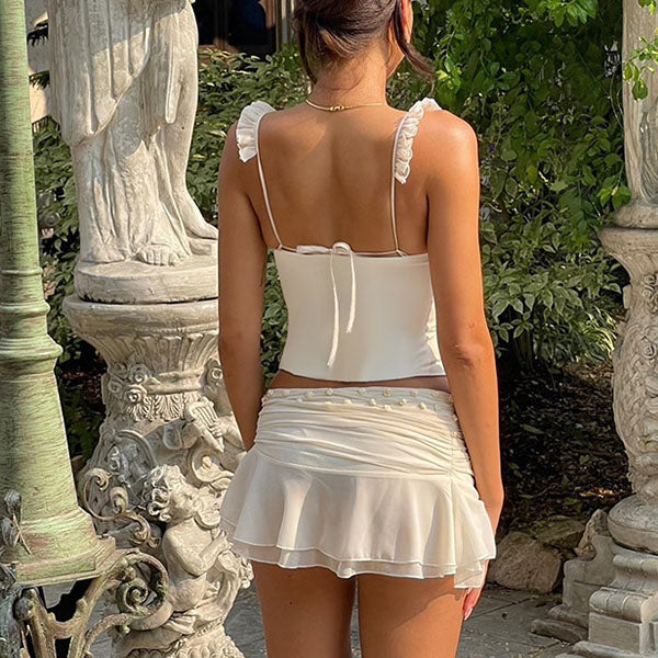 Sara Ruffles Trim Sleeveless Bodycon Top - Image 2