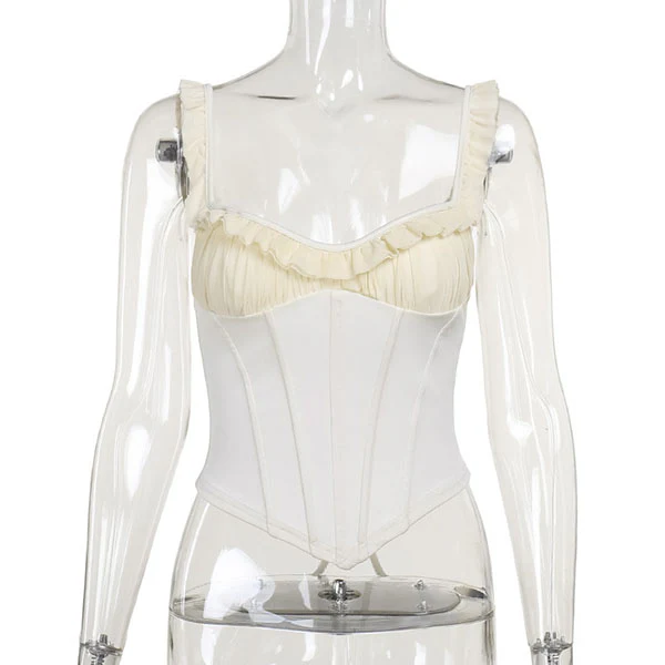 Sara Ruffles Trim Sleeveless Bodycon Top - Image 6