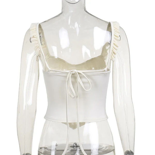 Sara Ruffles Trim Sleeveless Bodycon Top - Image 7