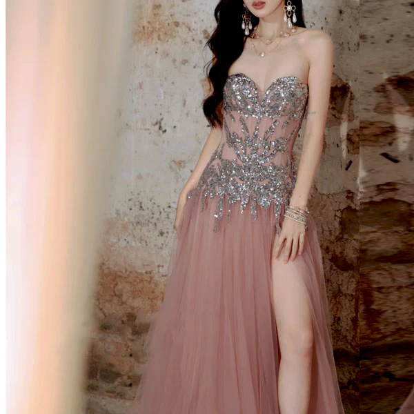 Selene Glow Blush Strapless Tulle Dress - Image 4