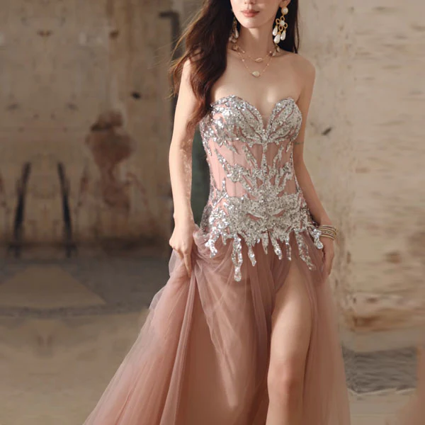 Selene Glow Blush Strapless Tulle Dress - Image 5