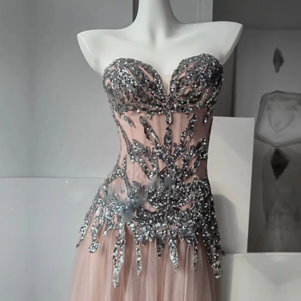 Selene Glow Blush Strapless Tulle Dress - Image 9