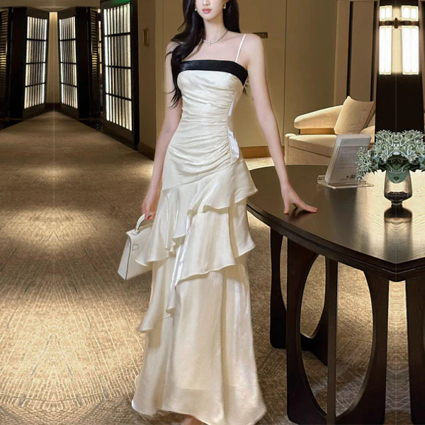 Serena Celestial Contrast Tiered Ruffles Maxi Dress - Image 7
