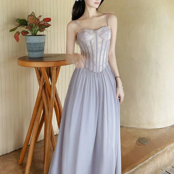 Serina Lilac Whisper Romantic Lace Corset Dress - Image 4