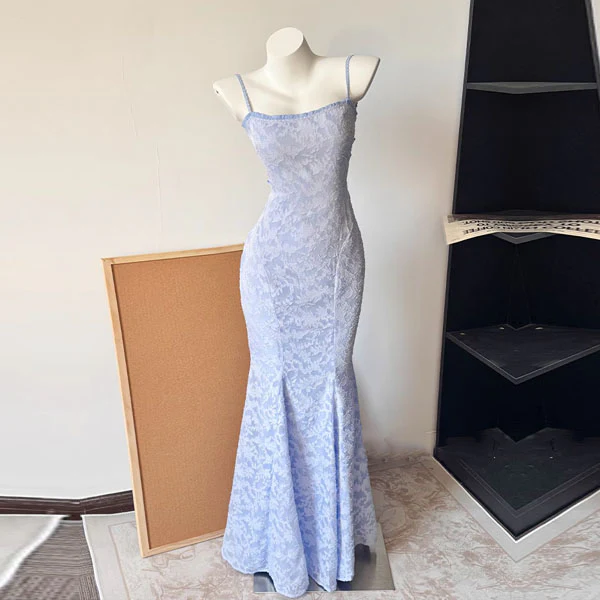 Sophie Periwinkle Blue Floral Lace Mermaid Dress - Image 7