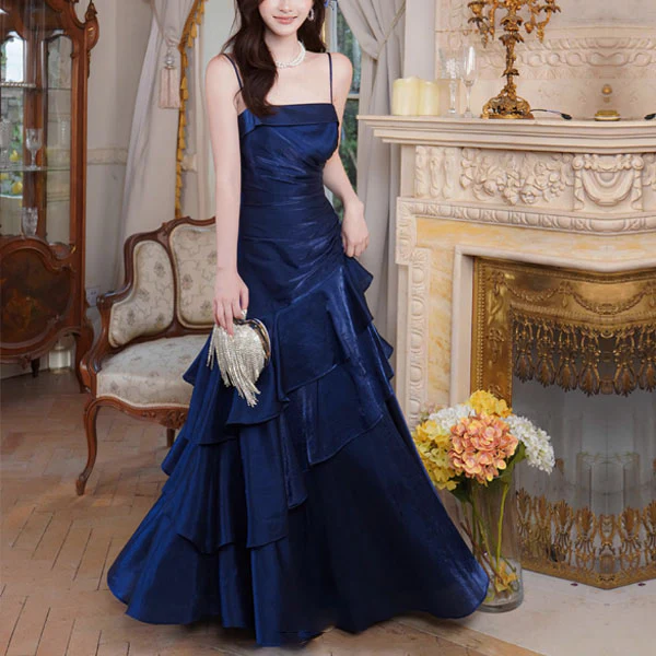 Sora Celestial Navy Tiered Ruffles Maxi Dress - Image 3
