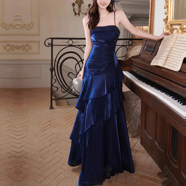 Sora Celestial Navy Tiered Ruffles Maxi Dress - Image 4