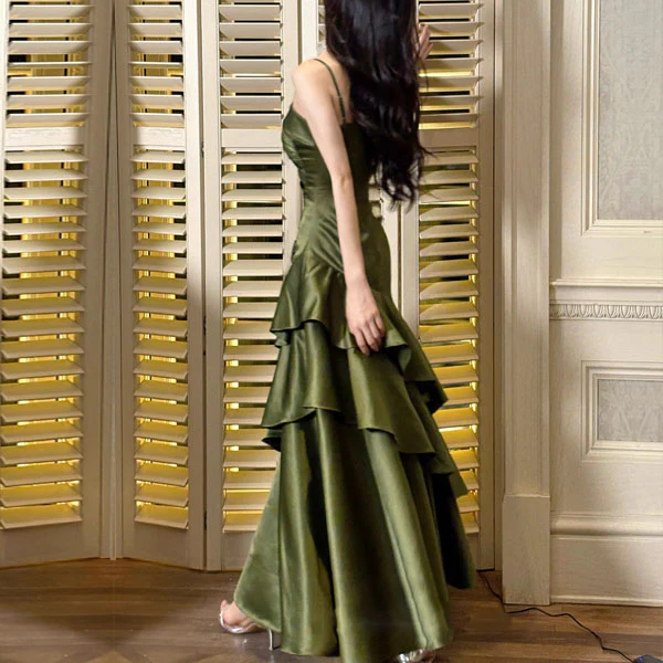 Sora Celestial Pickle Green Tiered Ruffles Maxi Dress - Image 3