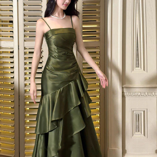 Sora Celestial Pickle Green Tiered Ruffles Maxi Dress - Image 5
