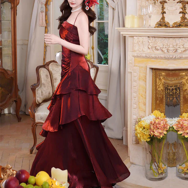 Sora Celestial Scarlet Tiered Ruffles Maxi Dress - Image 2