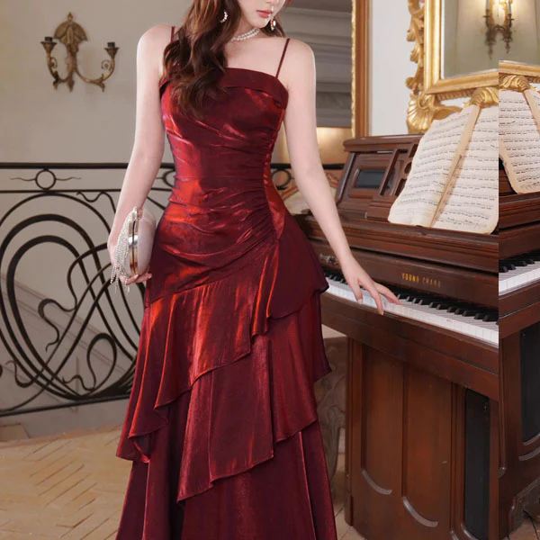 Sora Celestial Scarlet Tiered Ruffles Maxi Dress - Image 3