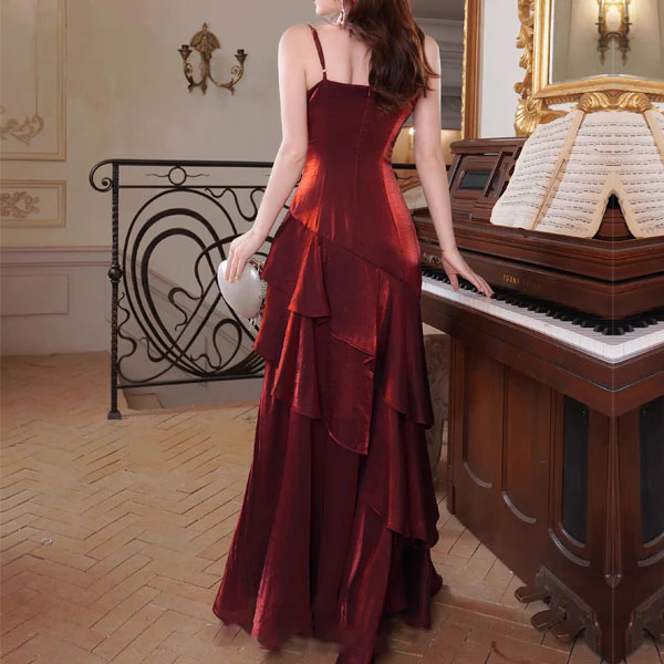 Sora Celestial Scarlet Tiered Ruffles Maxi Dress - Image 4