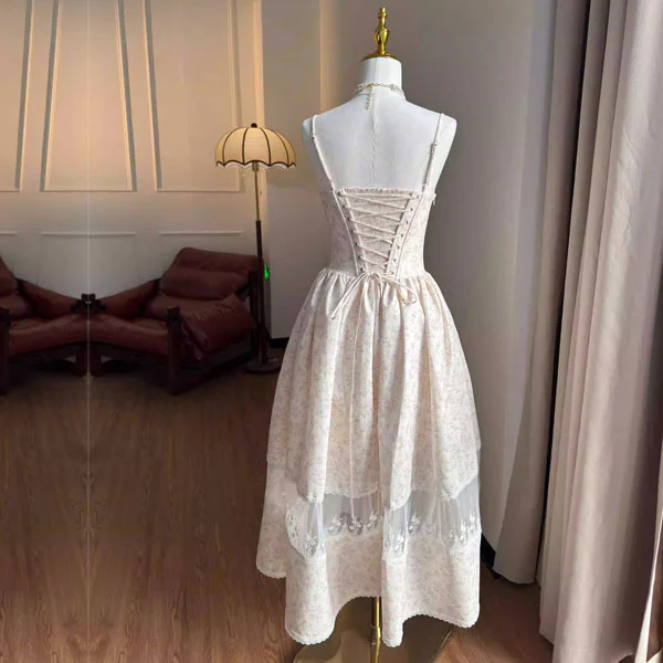 Suzanne Romantic Floral Lace-Up Midi Dress - Image 8