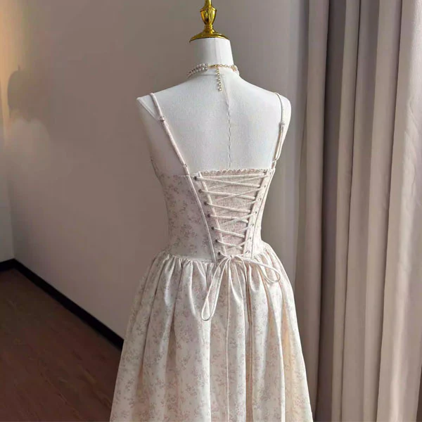 Suzanne Romantic Floral Lace-Up Midi Dress - Image 9