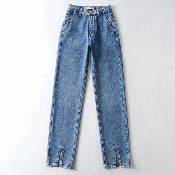 Tania High Rise Front Slit Straight Leg Denim Jeans - Image 6