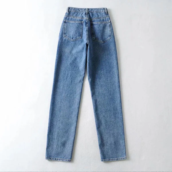 Tania High Rise Front Slit Straight Leg Denim Jeans - Image 8