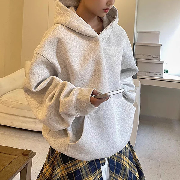 Val Light Grey Oversize Lounge Sweater Hoodie - Image 3