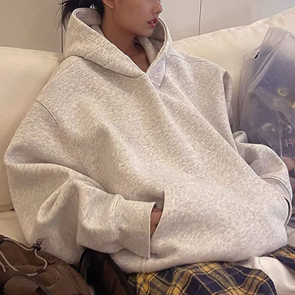 Val Light Grey Oversize Lounge Sweater Hoodie - Image 5