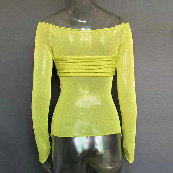 Valerie Mesh Long Sleeve Off Shoulder Top - Image 10