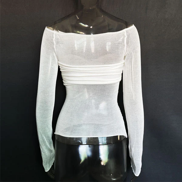 Valerie Mesh Long Sleeve Off Shoulder Top - Image 5