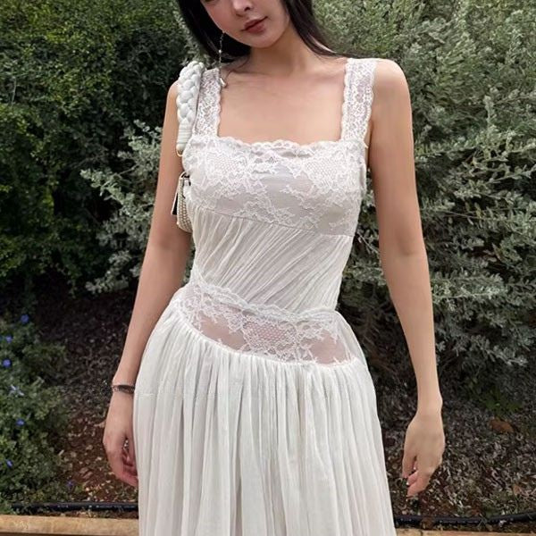Valerine Romantic Ivory Lace Bodice Open Back Dress - Image 3