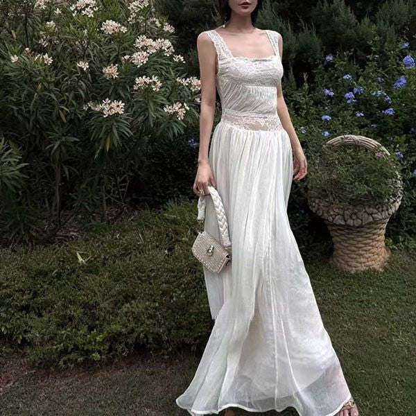 Valerine Romantic Ivory Lace Bodice Open Back Dress - Image 5