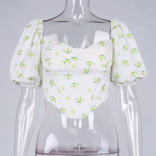 Victoria Floral Print Bustier Crop Top - Image 8