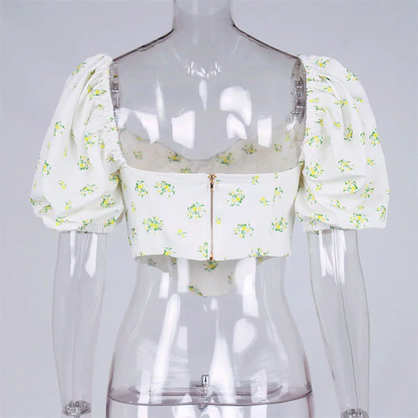 Victoria Floral Print Bustier Crop Top - Image 9