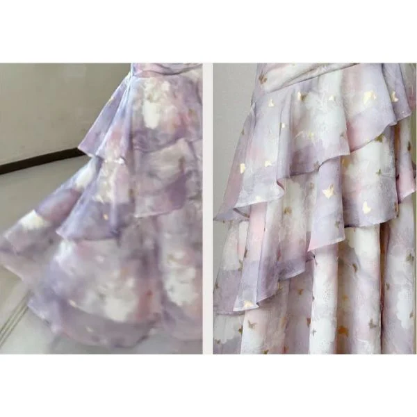 Viola Lavender Bloom Tiered Ruffles Dress - Image 9