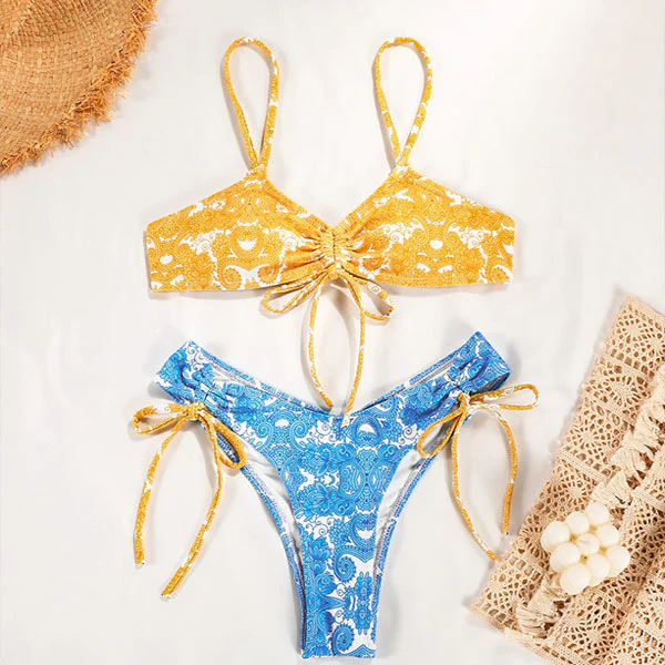 Winnie Amoeba Print Bandeau Style Bikini - Image 4