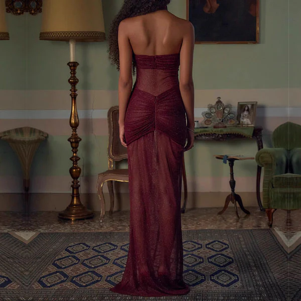 Yari Elegant Tube Shimmer Evening Dress - Image 3