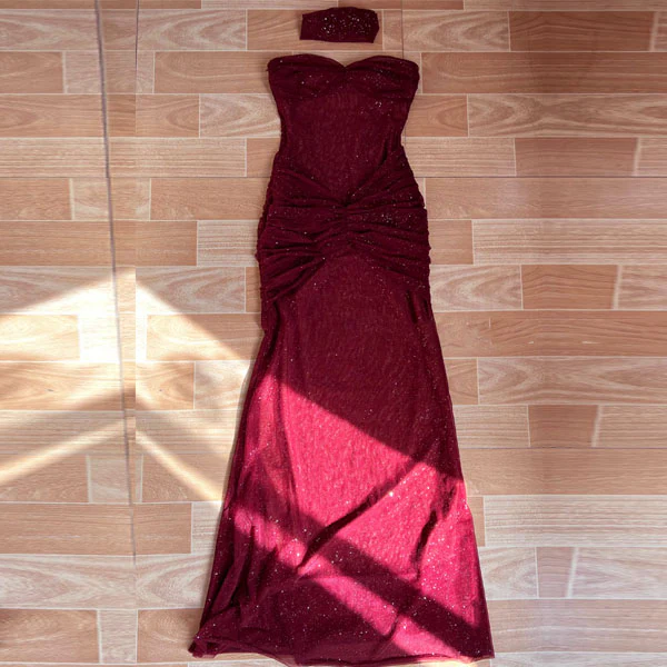 Yari Elegant Tube Shimmer Evening Dress - Image 4