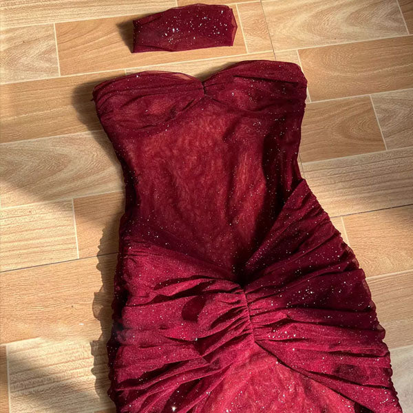 Yari Elegant Tube Shimmer Evening Dress - Image 5