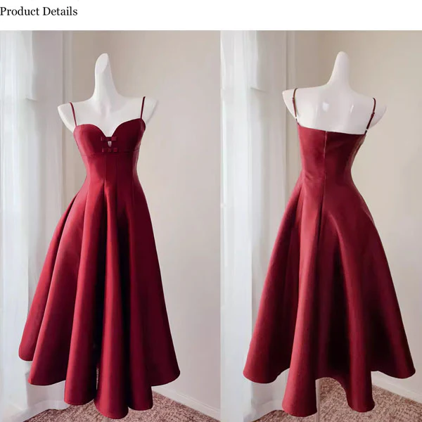 Yolanda Elegant Wine Red Sweetheart Midi Flare Dress - Image 6