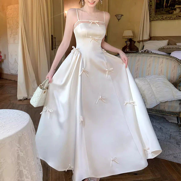 Yuri Romantic Ivory Delicate Bows Evening Dress