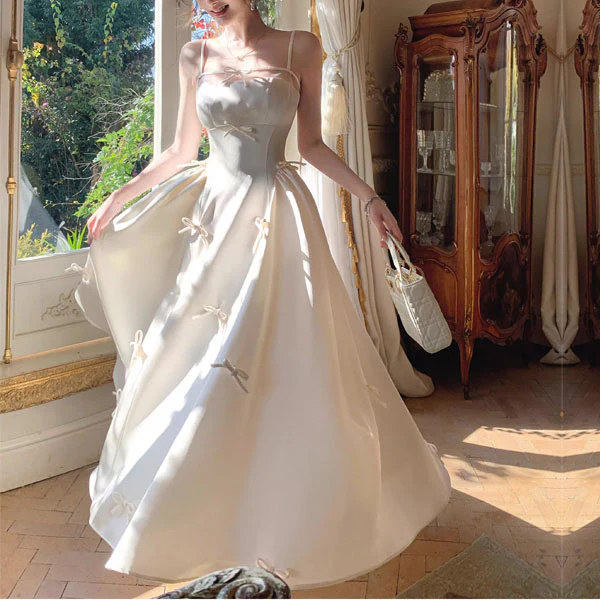 Yuri Romantic Ivory Delicate Bows Evening Dress - Image 3