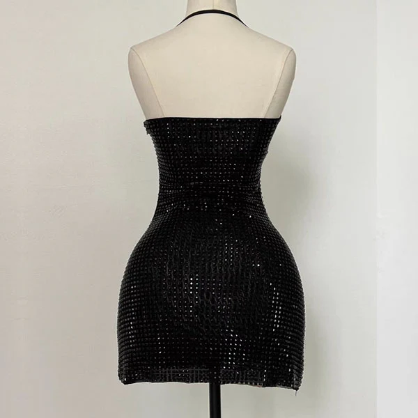 Zoey Sparkling Glitter Halter Mini Dress - Image 4