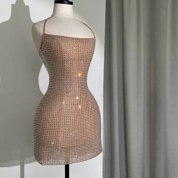 Zoey Sparkling Glitter Halter Mini Dress - Image 9